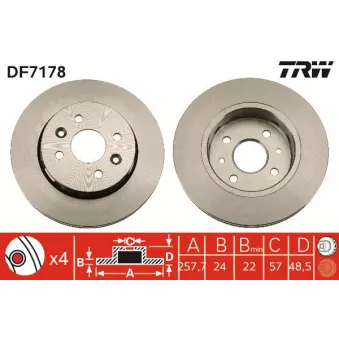 Jeu de 2 disques de frein avant TRW DF7178