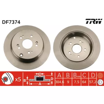 Jeu de 2 disques de frein arrière TRW