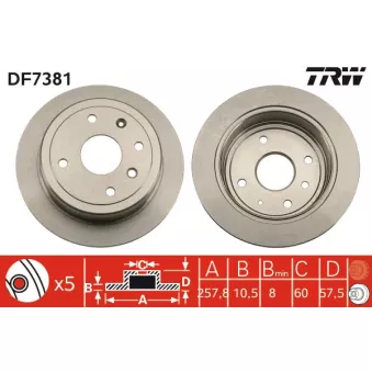 Jeu de 2 disques de frein arrière TRW DF7381