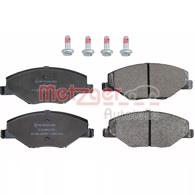 Jeu de 4 plaquettes de frein avant METZGER 1170793