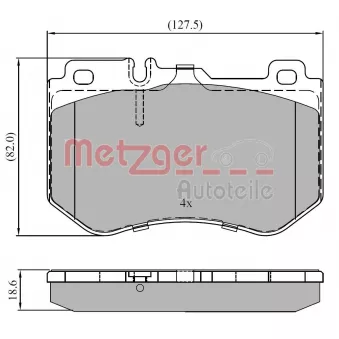 Jeu de 4 plaquettes de frein avant METZGER 1170852