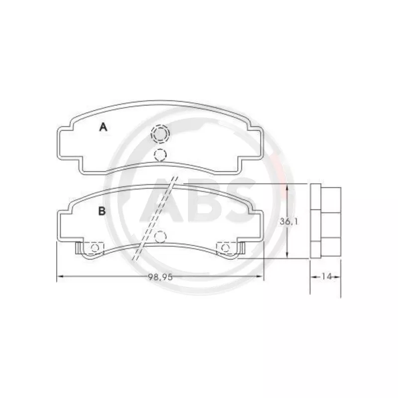 Jeu de 4 plaquettes de frein arrière A.B.S. 36704