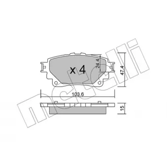 Jeu de 4 plaquettes de frein arrière METELLI 22-1290-0