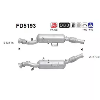 Filtre à particules / à suie, échappement AS FD5193
