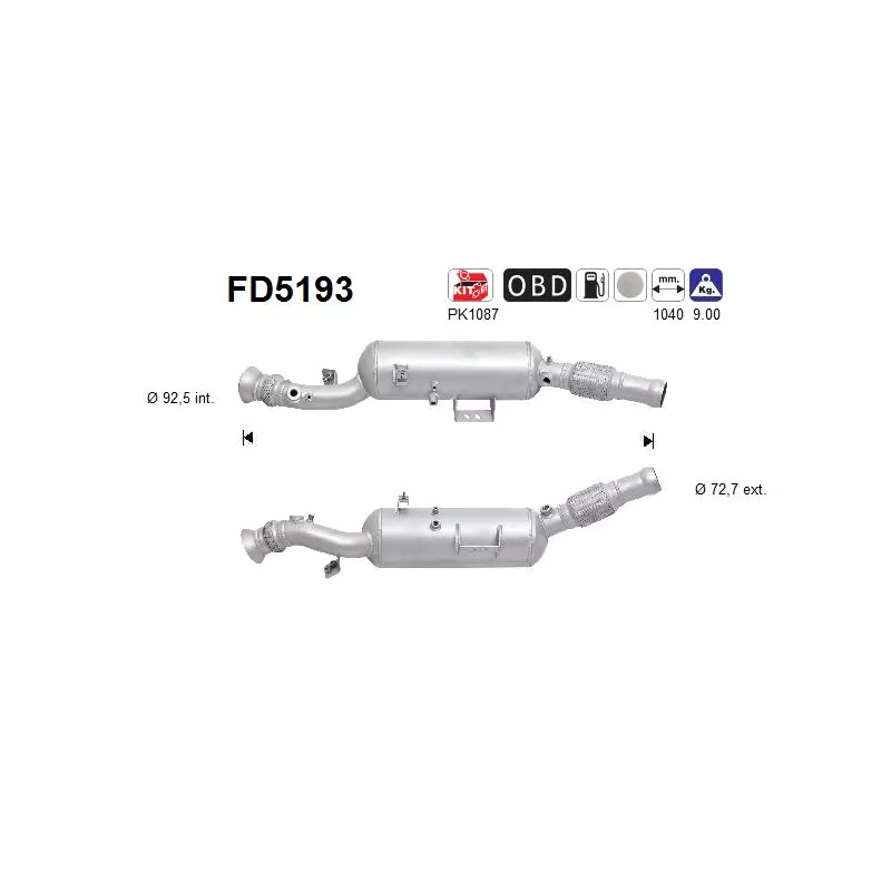 Filtre à particules / à suie, échappement AS FD5193
