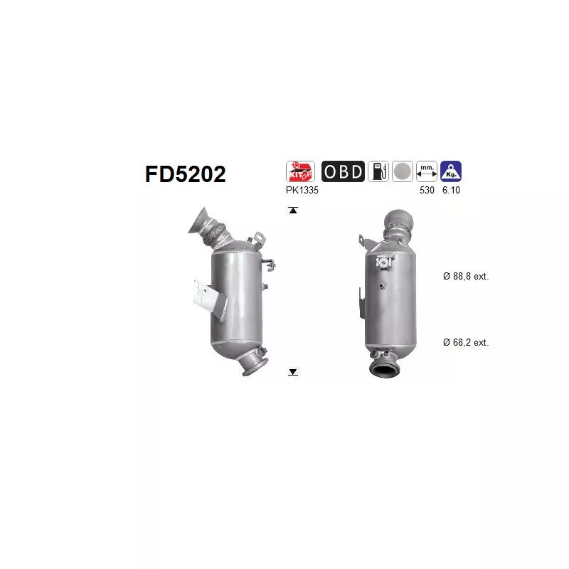 Filtre à particules / à suie, échappement AS FD5202