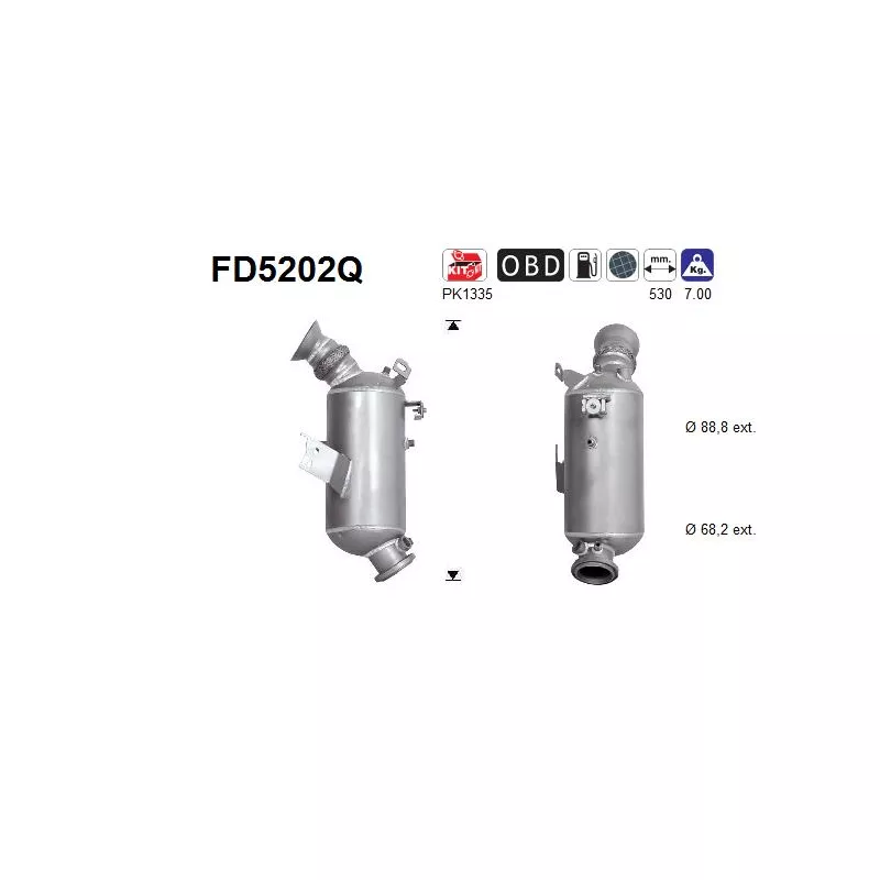 Filtre à particules / à suie, échappement AS FD5202Q
