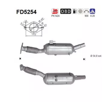 Filtre à particules / à suie, échappement AS FD5254