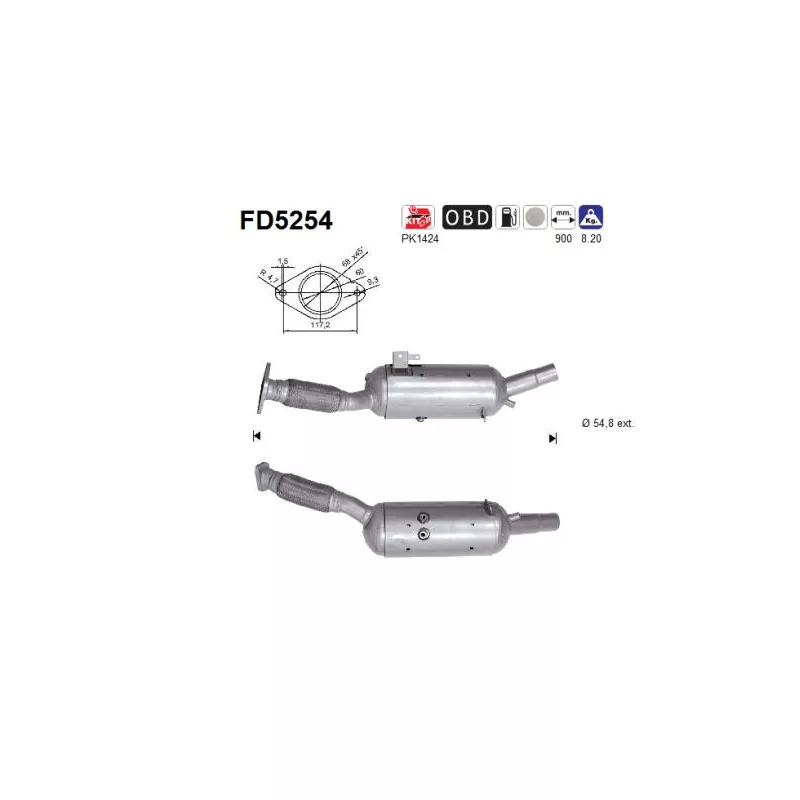 Filtre à particules / à suie, échappement AS FD5254