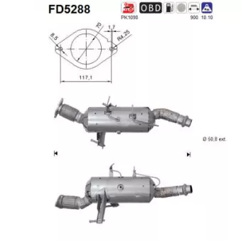 Filtre à particules / à suie, échappement AS FD5288