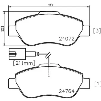 Jeu de 4 plaquettes de frein avant HELLA PAGID 8DB 355 014-471