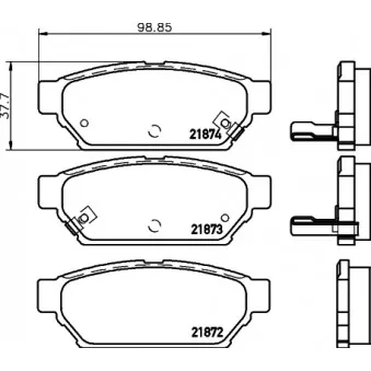 Jeu de 4 plaquettes de frein arrière HELLA PAGID 8DB 355 016-701