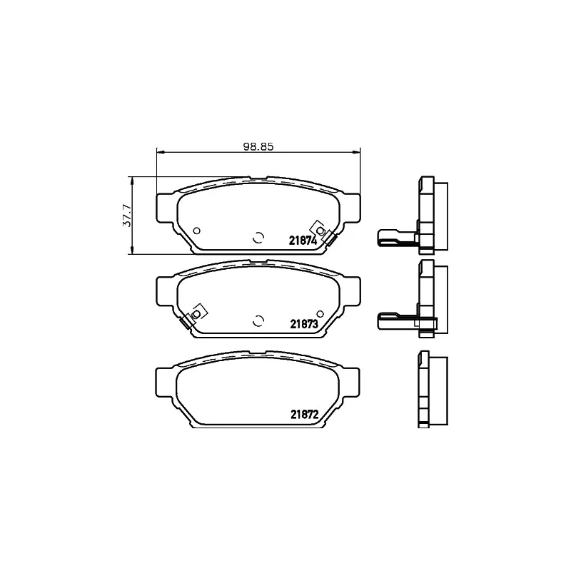 Jeu de 4 plaquettes de frein arrière HELLA PAGID 8DB 355 016-701