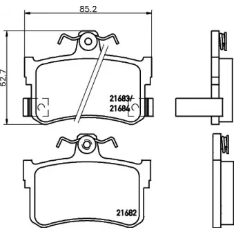 Jeu de 4 plaquettes de frein arrière HELLA PAGID 8DB 355 018-611