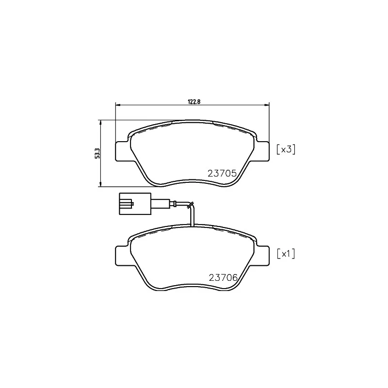 Jeu de 4 plaquettes de frein avant HELLA PAGID 8DB 355 018-821