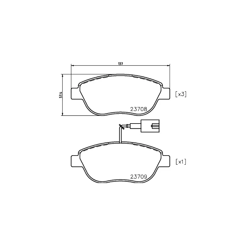 Jeu de 4 plaquettes de frein avant HELLA PAGID 8DB 355 018-831
