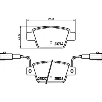 Jeu de 4 plaquettes de frein arrière HELLA PAGID 8DB 355 020-181