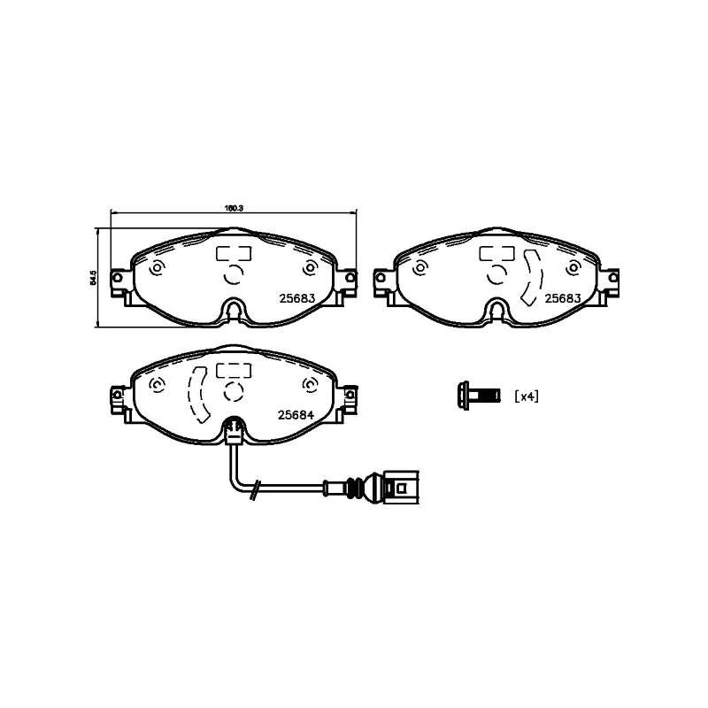 Jeu de 4 plaquettes de frein avant HELLA PAGID 8DB 355 020-191