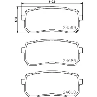Jeu de 4 plaquettes de frein arrière HELLA PAGID 8DB 355 023-231