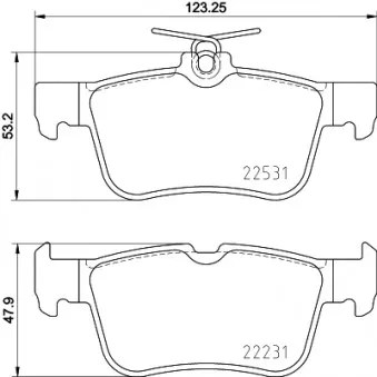 Jeu de 4 plaquettes de frein arrière HELLA PAGID 8DB 355 025-491