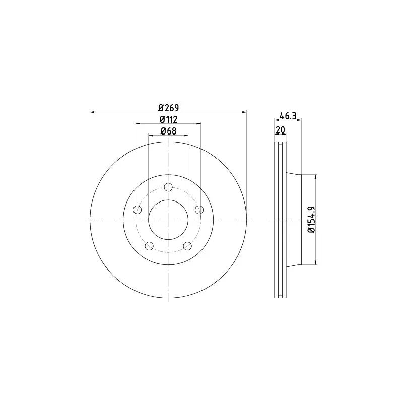 Jeu de 2 disques de frein arrière HELLA PAGID 8DD 355 101-351