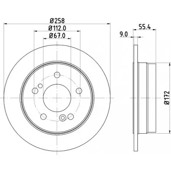 Jeu de 2 disques de frein arrière HELLA PAGID 8DD 355 102-991