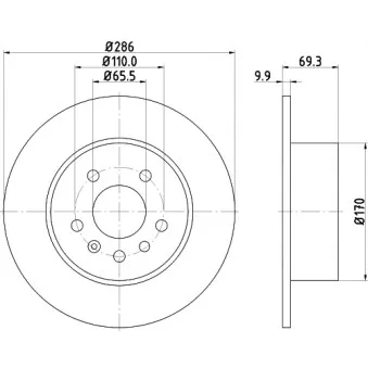 Jeu de 2 disques de frein arrière HELLA PAGID 8DD 355 104-701