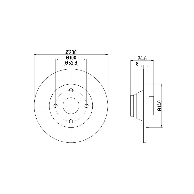 Jeu de 2 disques de frein arrière HELLA PAGID 8DD 355 105-271