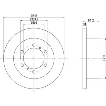 Jeu de 2 disques de frein arrière HELLA PAGID 8DD 355 106-221