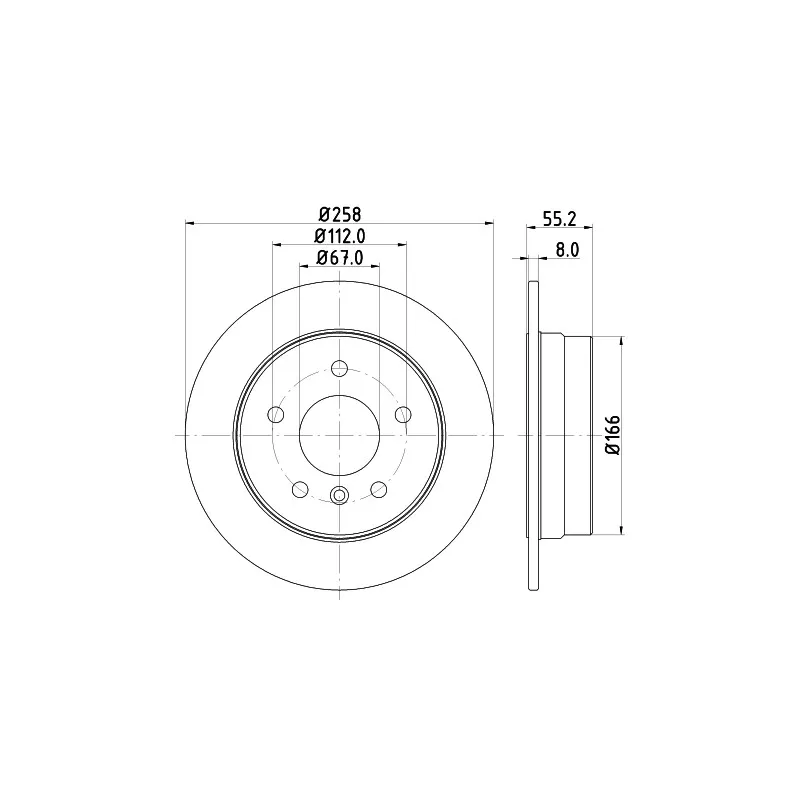 Jeu de 2 disques de frein arrière HELLA PAGID 8DD 355 106-951