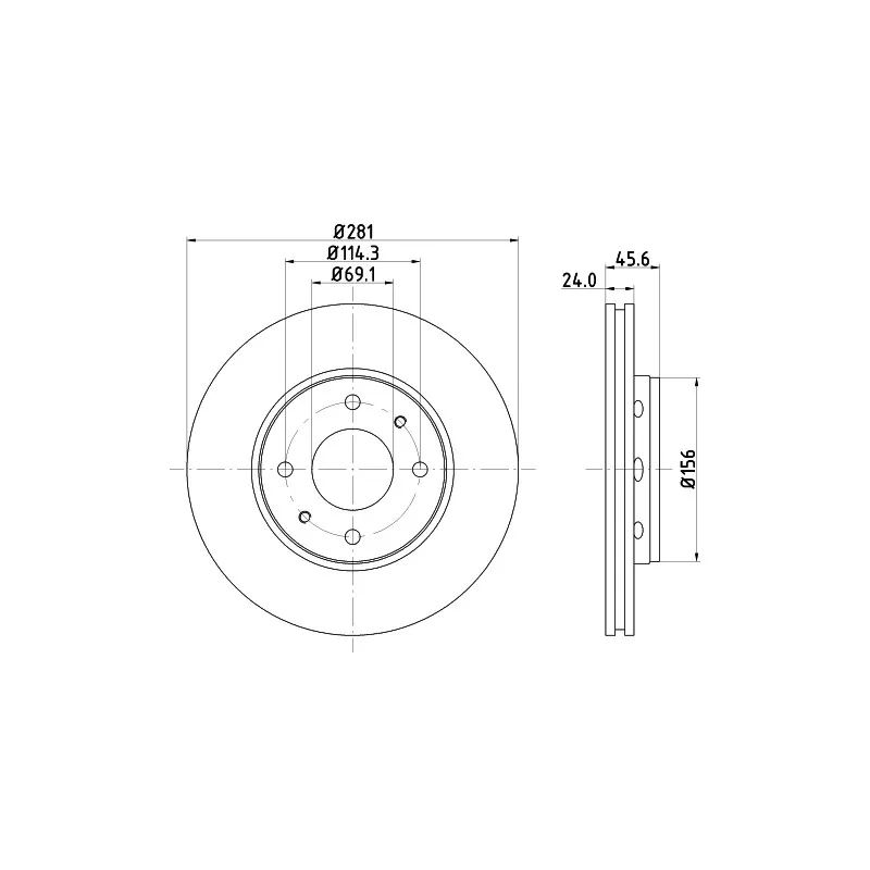 Jeu de 2 disques de frein avant HELLA PAGID 8DD 355 107-031