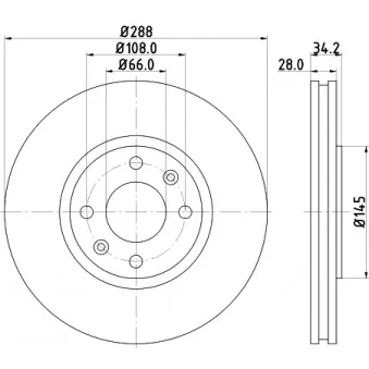 Jeu de 2 disques de frein avant HELLA PAGID 8DD 355 107-841