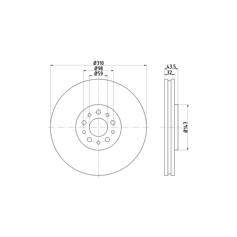 Jeu de 2 disques de frein avant HELLA PAGID 8DD 355 109-131