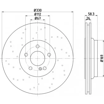 Jeu de 2 disques de frein arrière HELLA PAGID 8DD 355 109-501