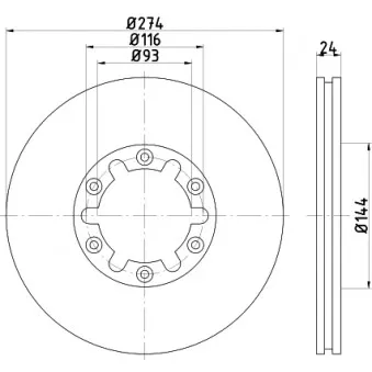 Jeu de 2 disques de frein avant HELLA PAGID 8DD 355 111-741