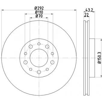 Jeu de 2 disques de frein arrière HELLA PAGID 8DD 355 112-561