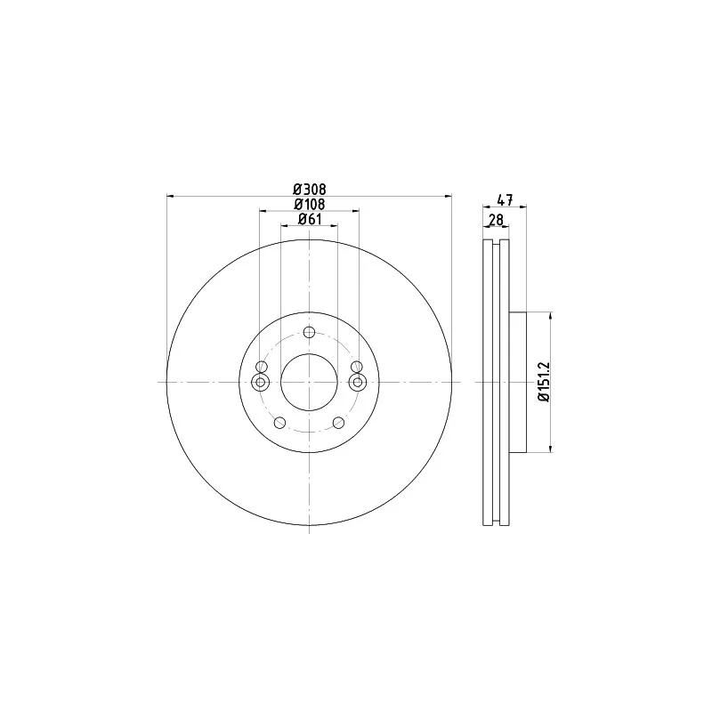 Jeu de 2 disques de frein avant HELLA PAGID 8DD 355 113-741