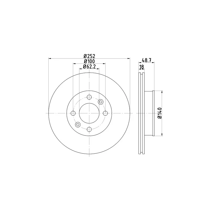 Jeu de 2 disques de frein avant HELLA PAGID 8DD 355 116-201