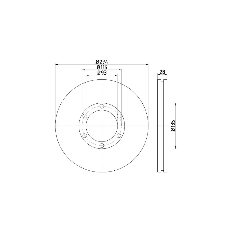 Jeu de 2 disques de frein avant HELLA PAGID 8DD 355 117-691