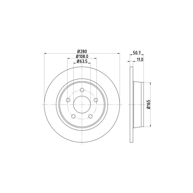 Jeu de 2 disques de frein arrière HELLA PAGID 8DD 355 118-211