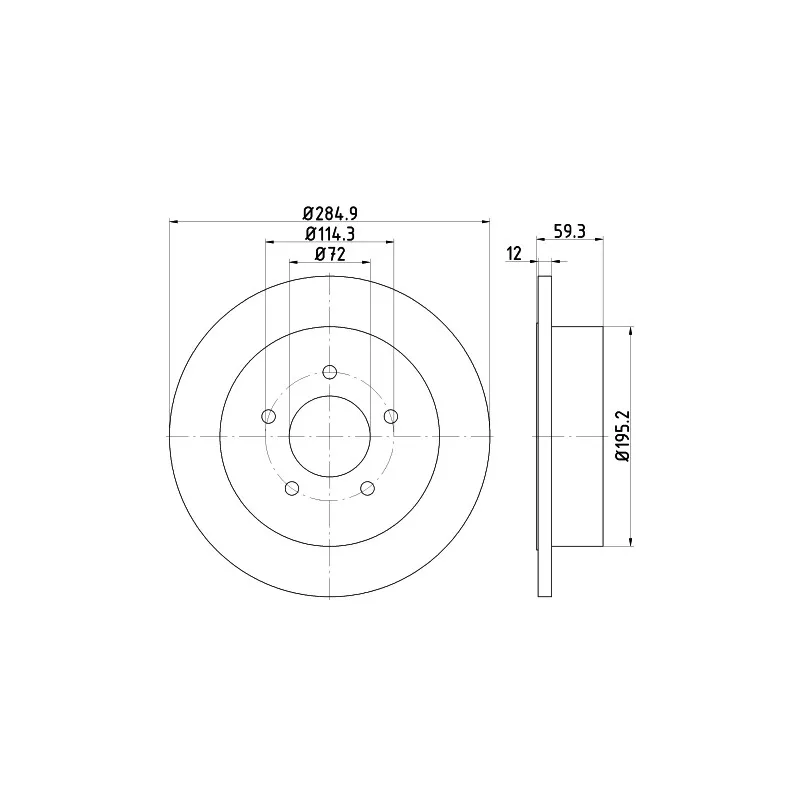 Jeu de 2 disques de frein arrière HELLA PAGID 8DD 355 118-341