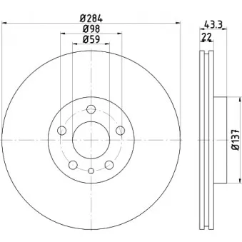 Jeu de 2 disques de frein avant HELLA PAGID 8DD 355 118-411