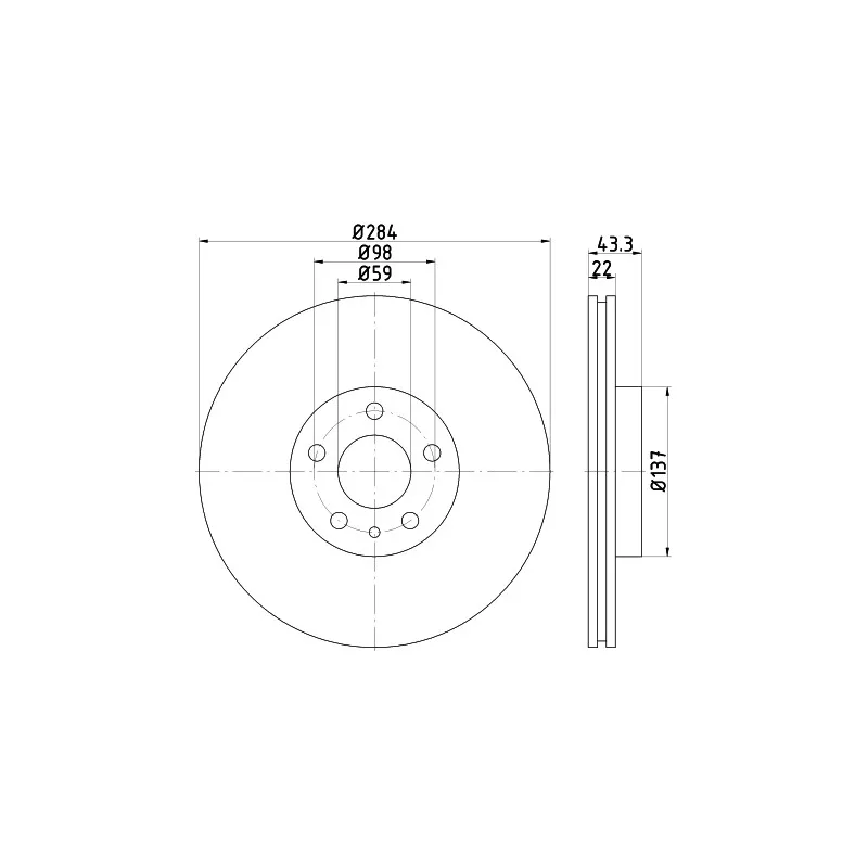 Jeu de 2 disques de frein avant HELLA PAGID 8DD 355 118-411
