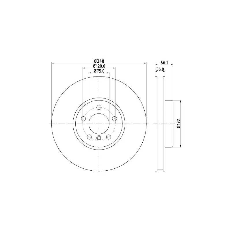 Disque de frein avant droit HELLA PAGID 8DD 355 119-271