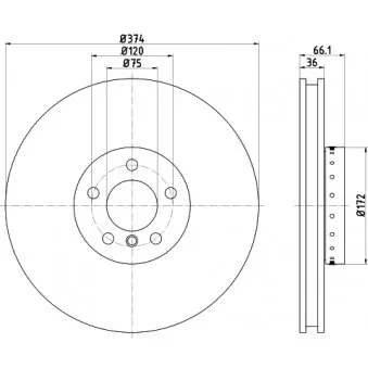 Disque de frein avant droit HELLA PAGID 8DD 355 120-711