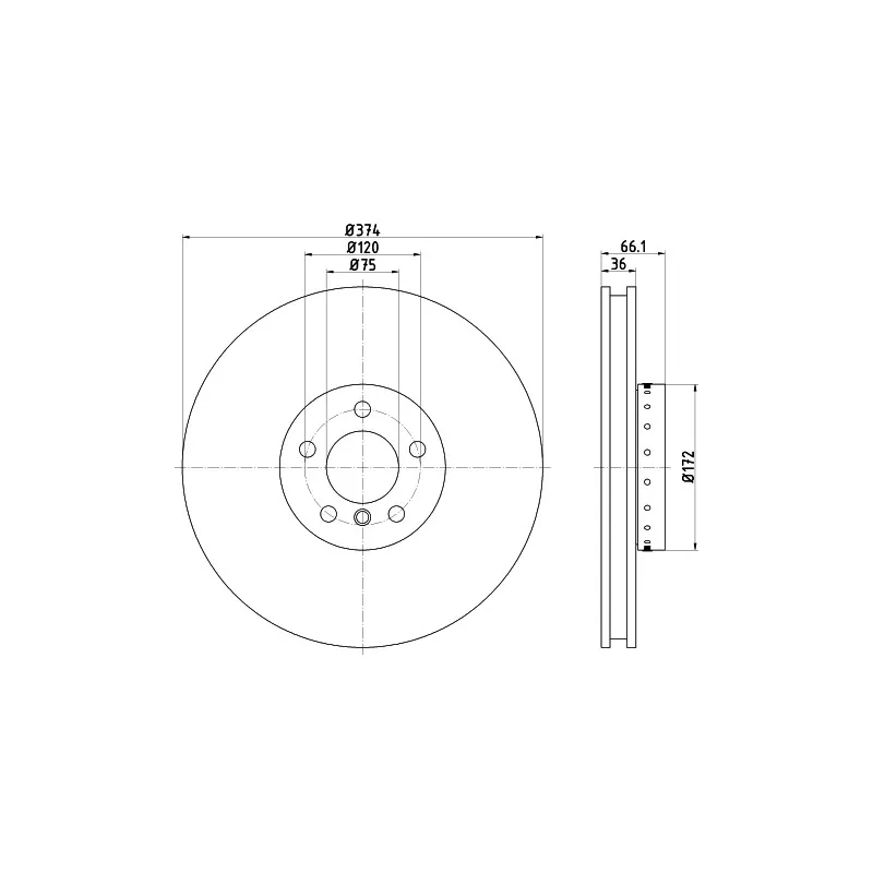 Disque de frein avant droit HELLA PAGID 8DD 355 120-711