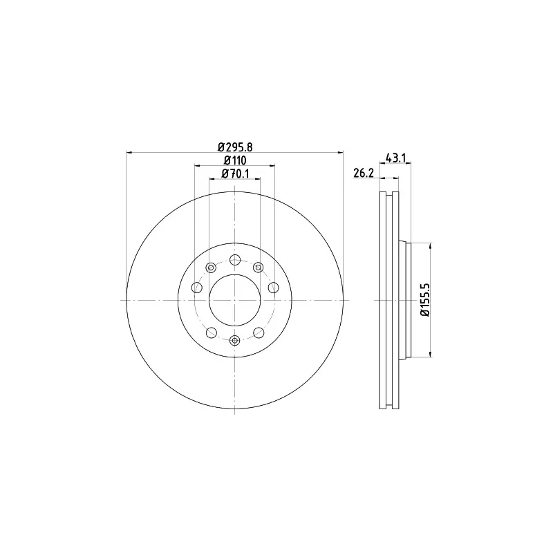 Jeu de 2 disques de frein avant HELLA PAGID 8DD 355 122-371