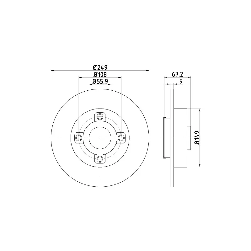 Jeu de 2 disques de frein arrière HELLA PAGID 8DD 355 123-291
