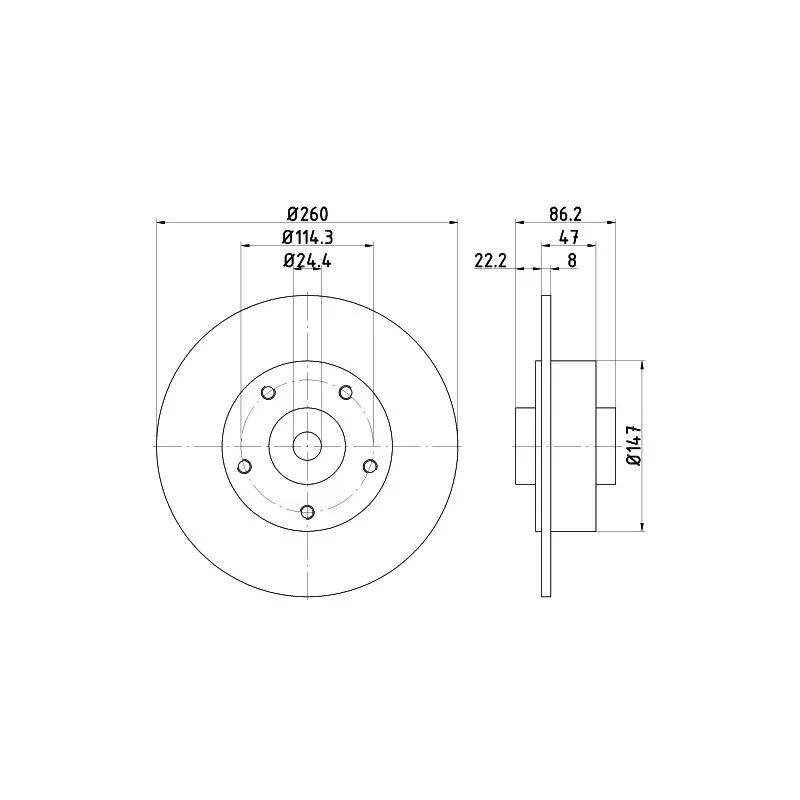 Jeu de 2 disques de frein arrière HELLA PAGID 8DD 355 123-311