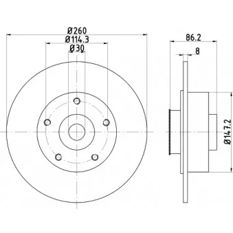 Jeu de 2 disques de frein arrière HELLA PAGID 8DD 355 123-341